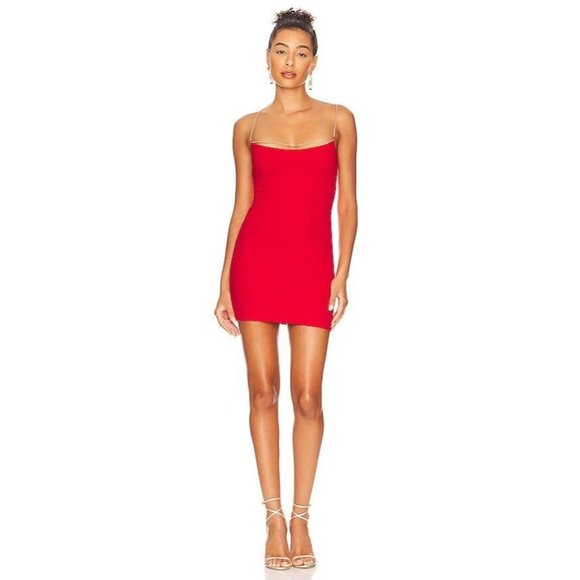 Nookie Dresses Nookie Lexi Chain Mini Dress Fire Red Gold Chain
